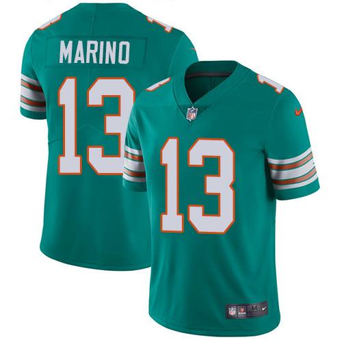 Nike Dolphins #13 Dan Marino Aqua Green Alternate Youth Stitched NFL Vapor Untouchable Limited Jersey - Click Image to Close